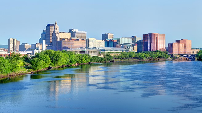 Hartford skyline with river